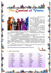 English Worksheet: The Carnival of Venice - reading comprehension