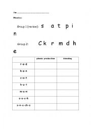 English Worksheet: Jolly Phonics group 1 and 2