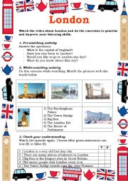 English Worksheet: London. Watching activities