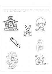English Worksheet:  school , identify places and things