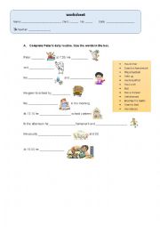English Worksheet: Peters daily routine