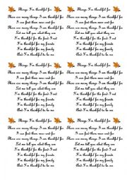English Worksheet: Thanksgiving song