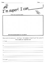 English Worksheet: I can...