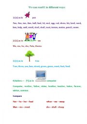 English Worksheet: Phonics vowel E