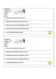 English Worksheet: Evaluation teacher by students