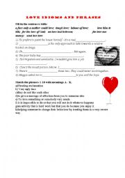 English Worksheet: Love idioms