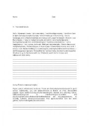 English Worksheet: Translations
