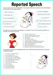 English Worksheet: REPORTED SPEECH practice