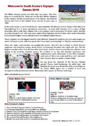 English Worksheet: Olympic games, 2018, South Korea