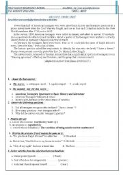 English Worksheet: 1 year exam