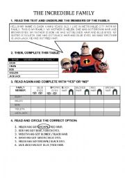 English Worksheet: FAMILY