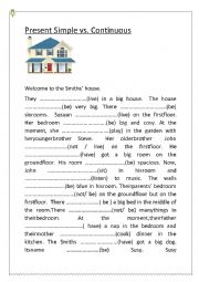 English Worksheet: Present Simple vs. Continuous