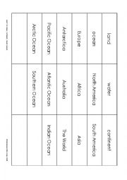 English Worksheet: Globe, Continent & Ocean Labels