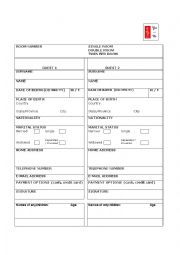 English Worksheet: Hotel booking form