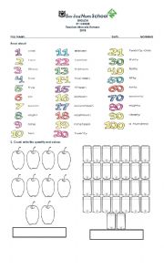 English Worksheet: cardinal numbers