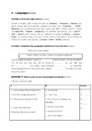 English Worksheet: end of semester test1 8th form
