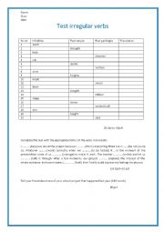 English Worksheet: irregular verbs test