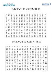 English Worksheet: Search words about Movie Genre