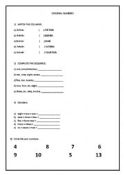 English Worksheet: CARDINAL NUMBERS