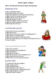 English Worksheet: Arthurian legend - Webquest