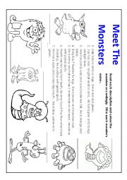 English Worksheet: Meet the Monsters