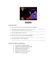 English Worksheet: Aladdin - First 20 Minutes