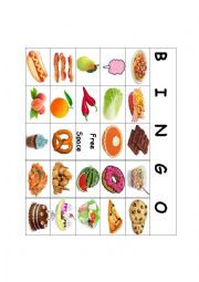 English Worksheet: Food Bingo