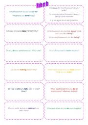 English Worksheet: Make or do? Speaking cards ***