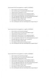 English Worksheet: FRENCH REVOLUTION QUIZ