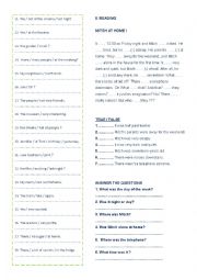 English Worksheet: Was - Were