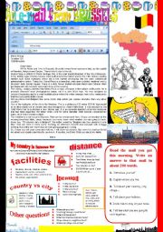 English Worksheet: An e-mail from Brussels. Reading and semi-guided writing.