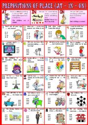 Prepositions of place  IN ON AT + KEY