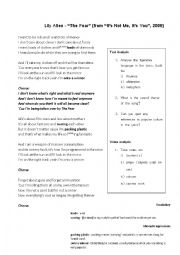 English Worksheet: Lily Allen - The Fear