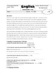 English Worksheet: end of term  test  7th Form