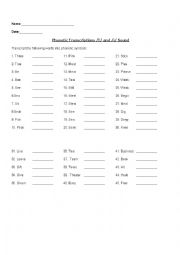 English Worksheet: Phonetic Vowel Sounds /I/ and /i/