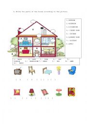 English Worksheet: parts of a house