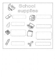 English Worksheet: school supplies