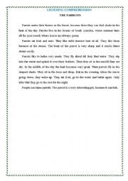 English Worksheet: The parrots