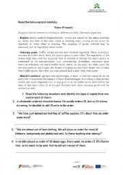 English Worksheet: Types of supply, picking, packing and expedition