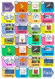 English Worksheet: i PHONICS BOARD GAME FOR KIDS AND ELEMENTARY - DIFFERENT i SOUNDS