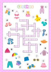 Clothes crossword (KEY INCLUDED)