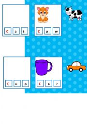 English Worksheet: letter C cvc words 