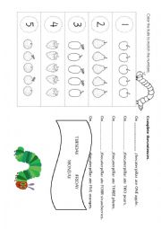 The very hungry caterpillar worksheet