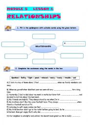 English Worksheet:  Relationships