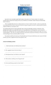English Worksheet: Reading Comprehension about Istanbul