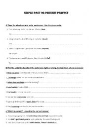 English Worksheet: present perfect vs simple past