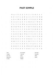 English Worksheet: past simple word search