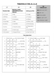 prepositions of time and place