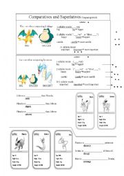 English Worksheet: Comparatives and Superlatives (pokemon them)