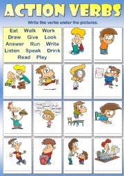 English Worksheet: Action verbs